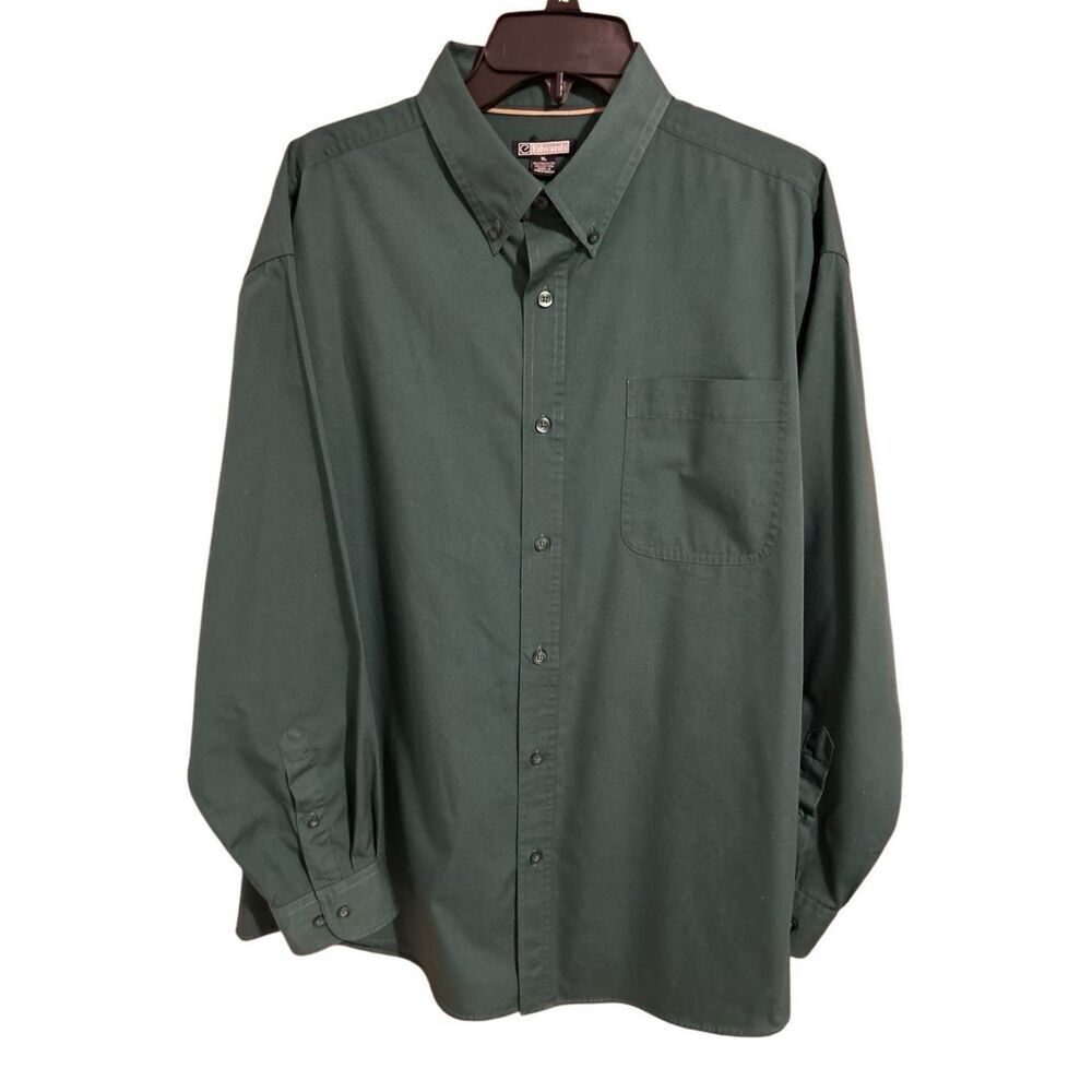 Edward’s Green Button Down Long Sleeve Casual Dress Shirt Men’s Size XL